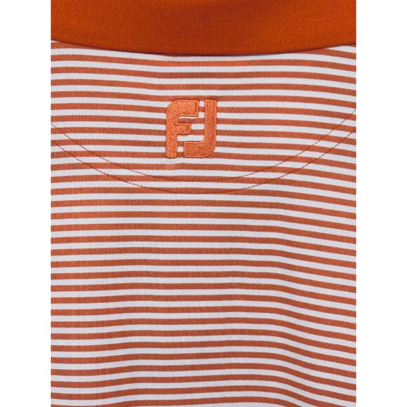 Footjoy Polo Shirt Mens XXL Orange White Stripes Elks Club Stretch Golf - Picture 5 of 13